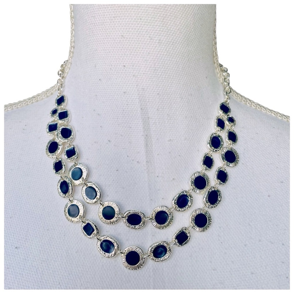 Vera Bradley Blue and Silver Layer Necklace